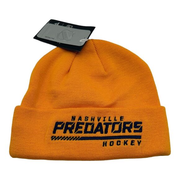 NWT Fanatics‎ Nashville Predators NHL Hockey Yellow Knit Winter Beanie Hat Cap - Picture 1 of 2